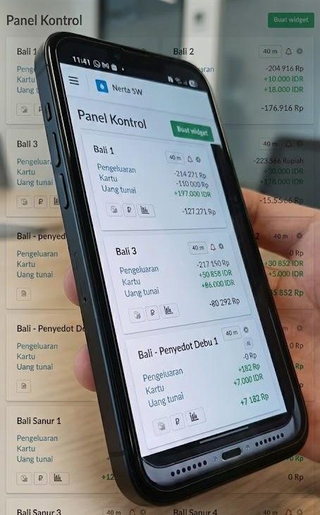 Aplikasi panel kontrol smartphone untuk memantau pendapatan dan operasional mesin franchise self car wash secara real-time dari mana saja di seluruh dunia